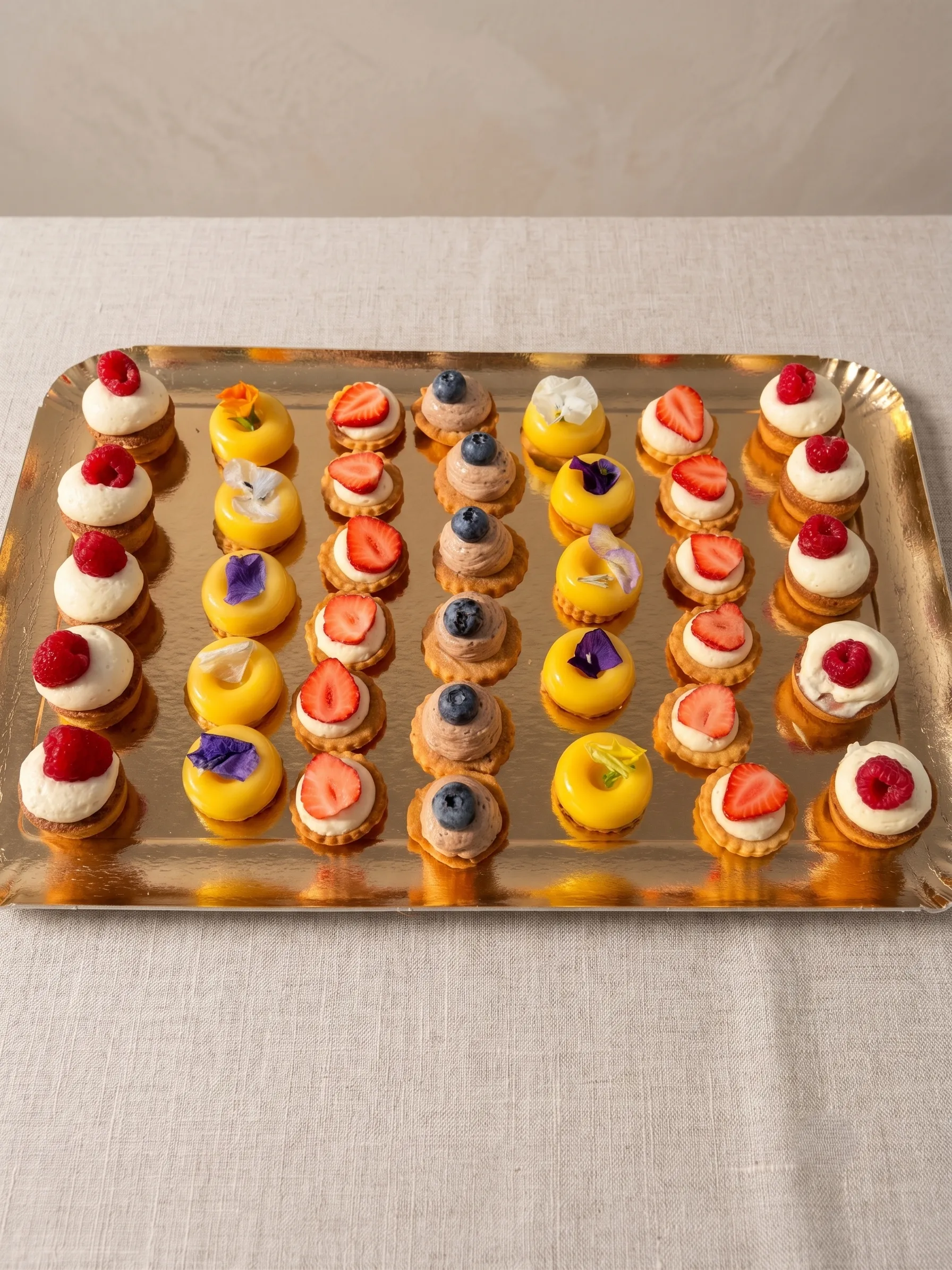 Plateau de mignardises et mini-tartelettes aux fruits d'été - M Pâtisserie