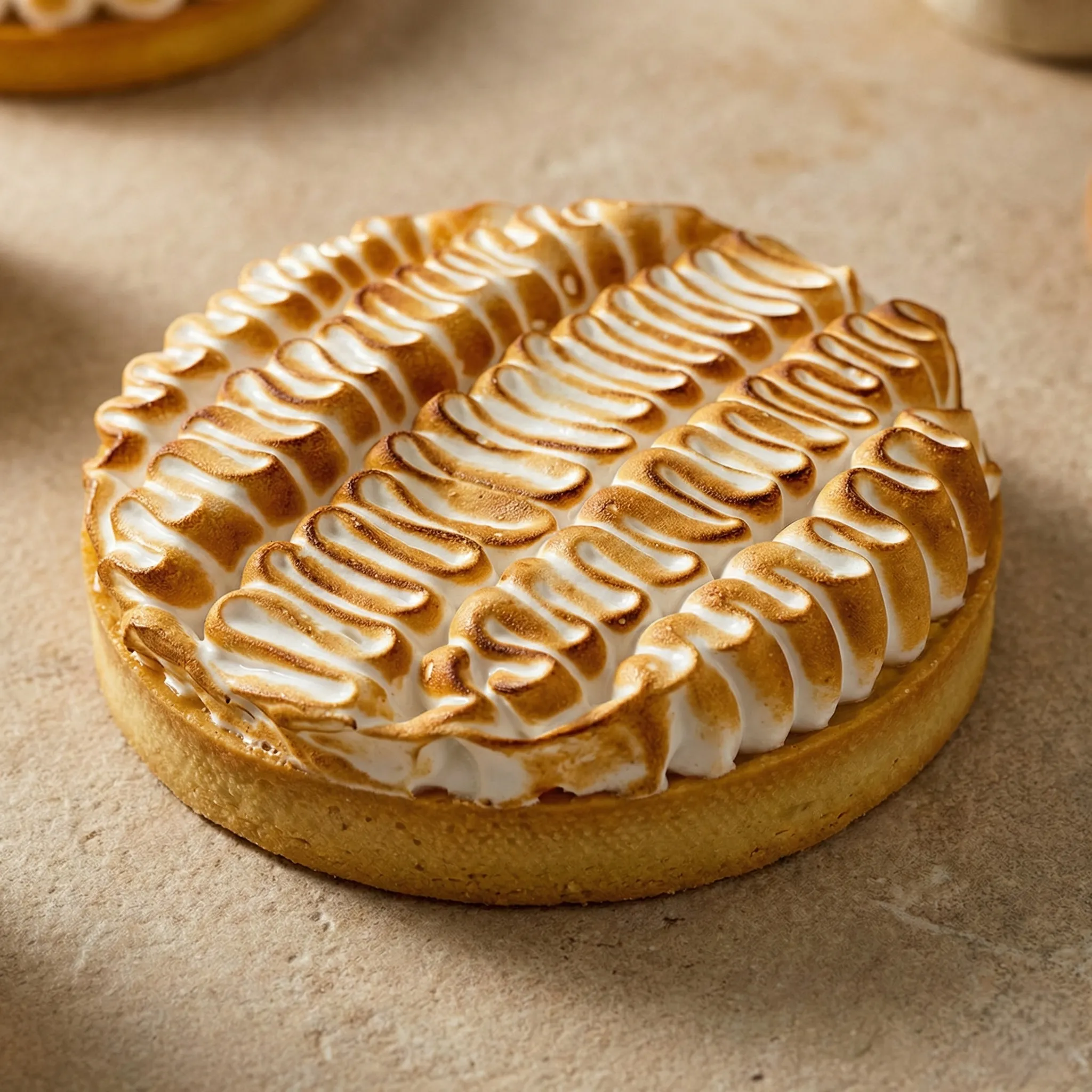 Tarte au citron meringuée artisanale avec meringue italienne dorée