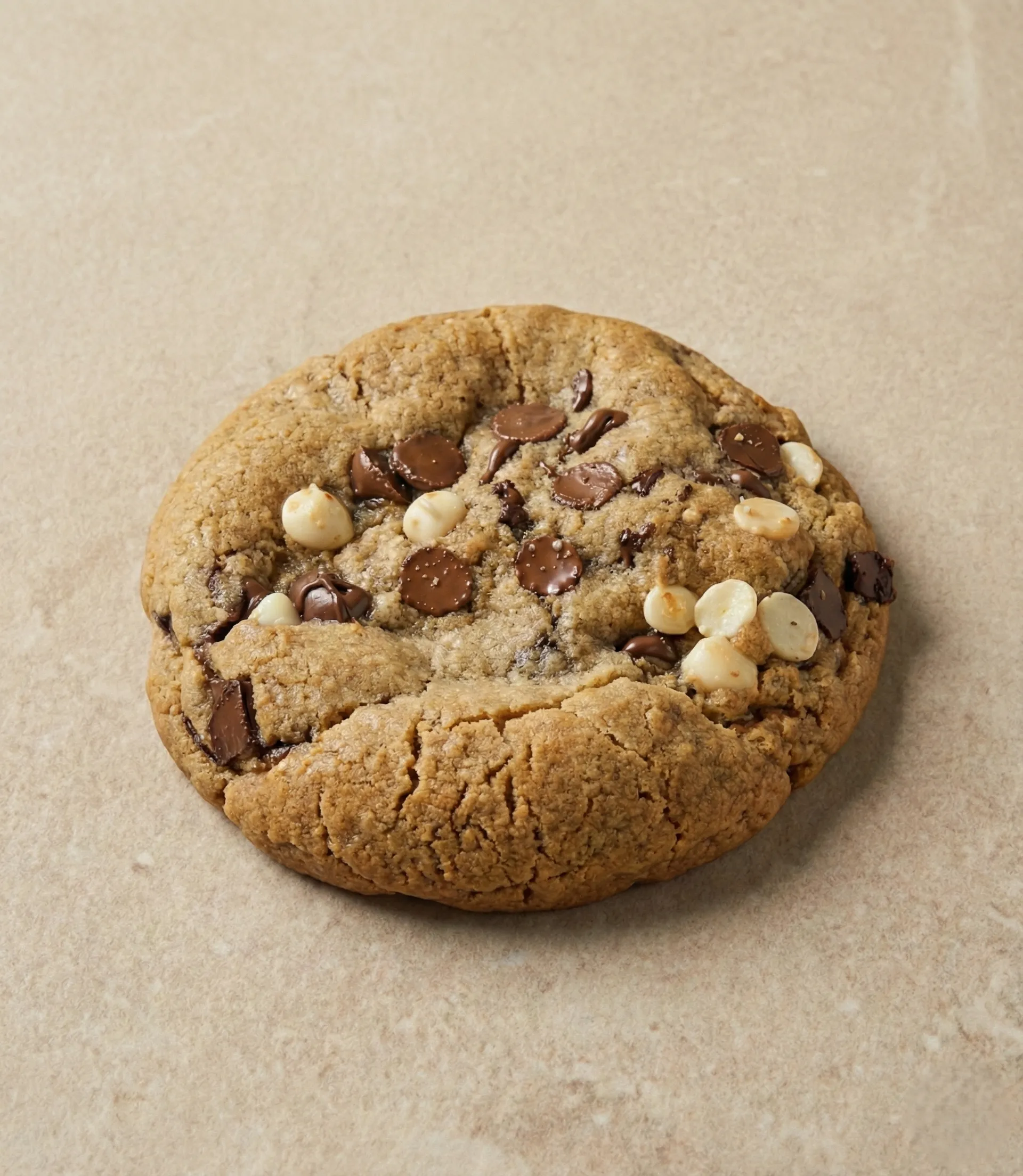 Cookie artisanal aux trois chocolats : noir, lait et blanc